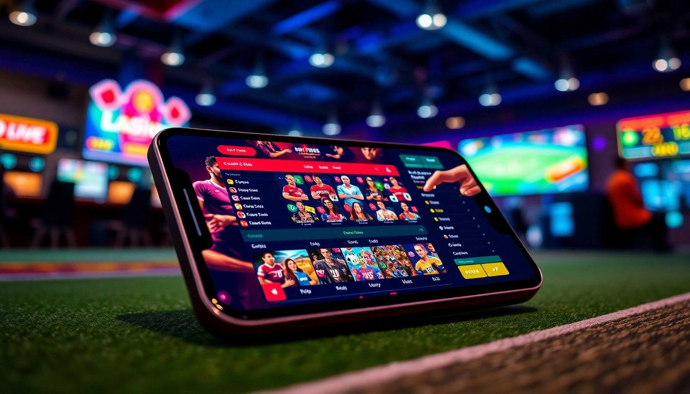 Engaging shot of a user engaging in fairplay online betting via mobile app, showing live sports and casino games with vibrant graphics, emphasizing secure and real-time betting action.